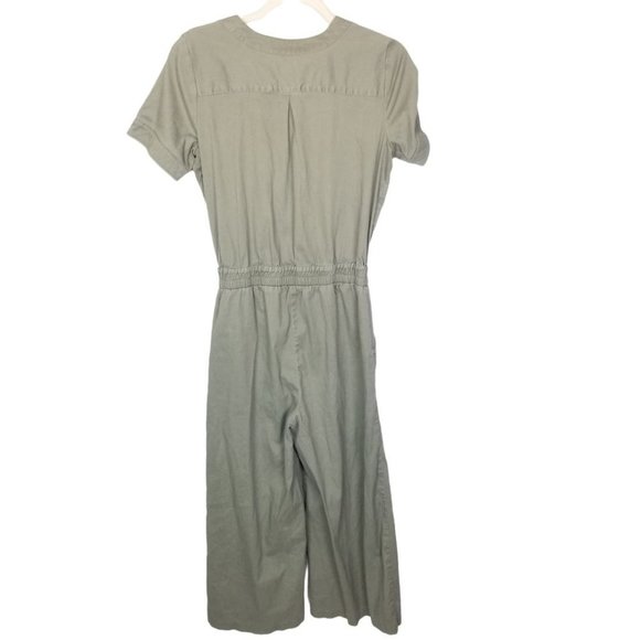 La Petite Francaise Paris Womens 38 (US 6) Olive Green Canvas Cropped Jumpsuit - Picture 6 of 6